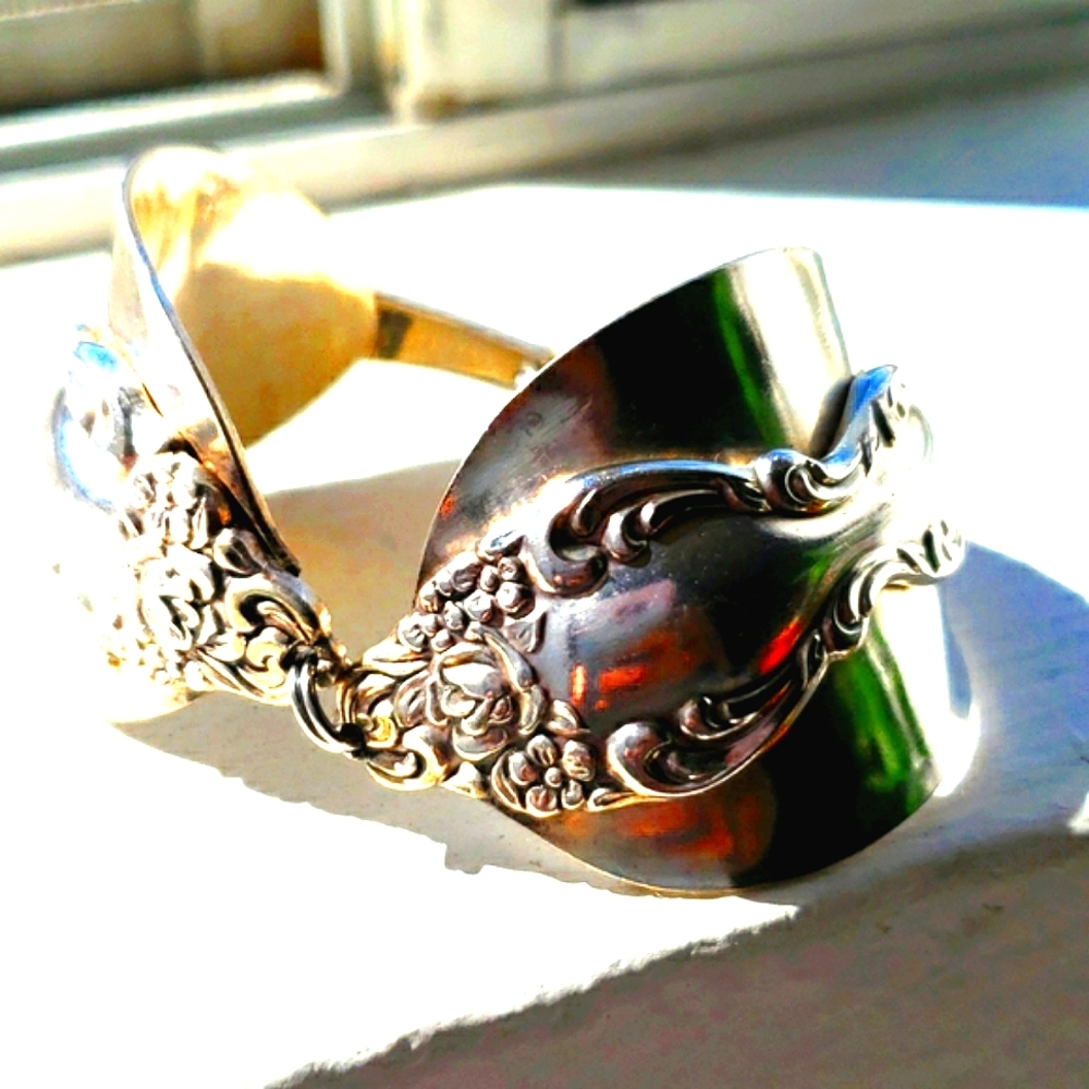 Vintage Mixed Sterling Silver Spoon & Plated bracelet size 6.5